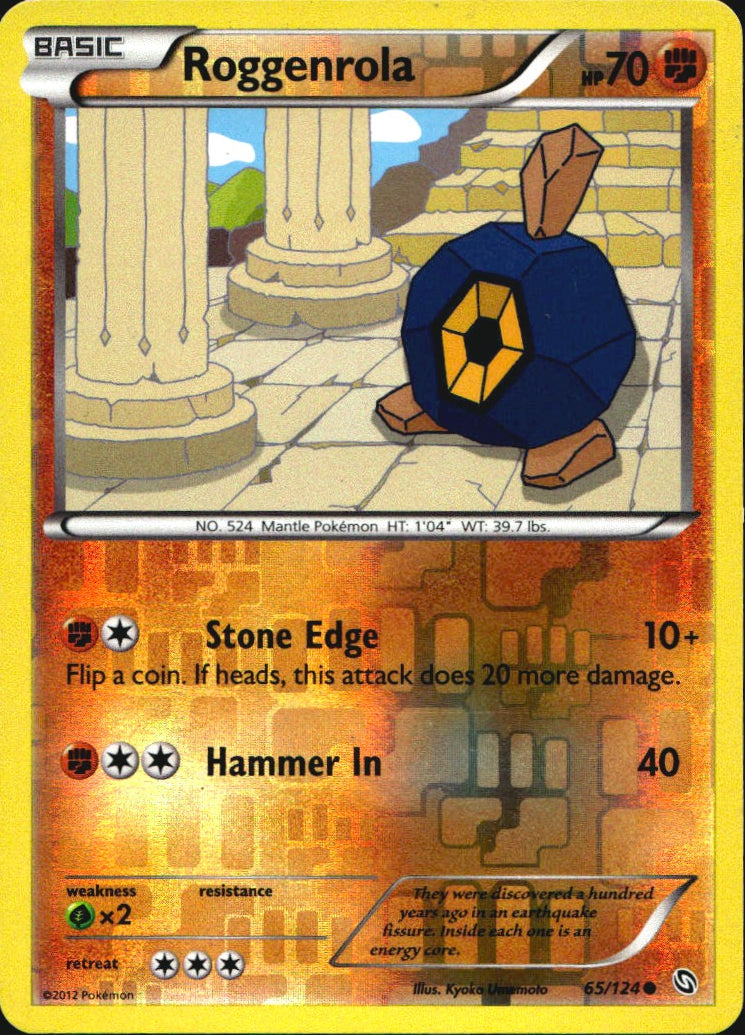 Roggenrola 65/124 Common Dragons Exalted Pokemon Reverse Holo Near Mint