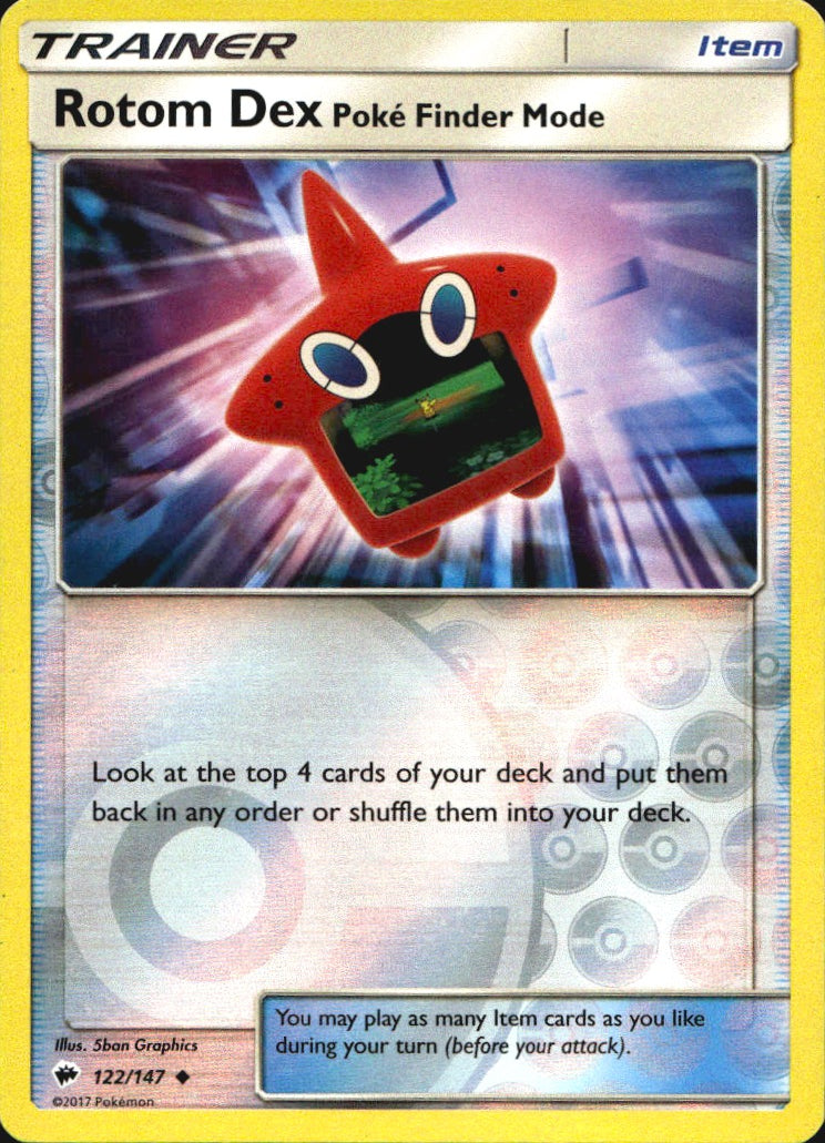 Rotom Dex Poke Finder Mode 122/147 Burning Shadows Pokemon Reverse Holo NM