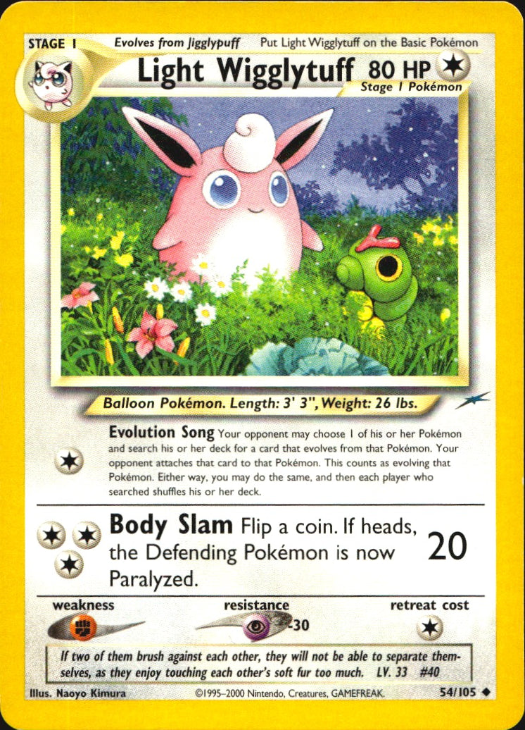 Light Wigglytuff 54/105 Uncommon Neo Destiny Pokemon Near Mint
