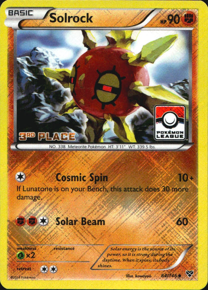 Solrock 064/146 3rd Place Promo League & Championship Cards Pokemon Near Mint