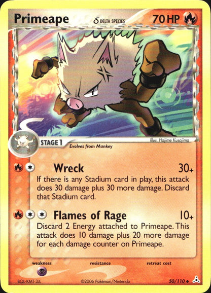 Primeape 50/110 Uncommon Holon Phantoms Pokemon Near Mint