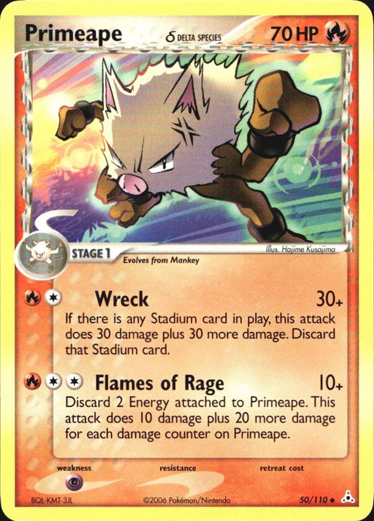 Primeape 50/110 Uncommon Holon Phantoms Pokemon Near Mint