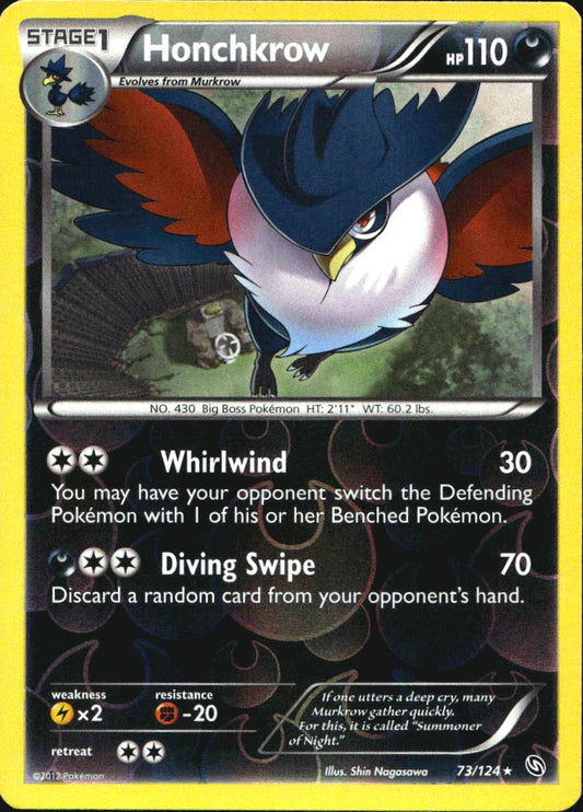 Honchkrow 73/124 Rare Dragons Exalted Pokemon Reverse Holo Near Mint