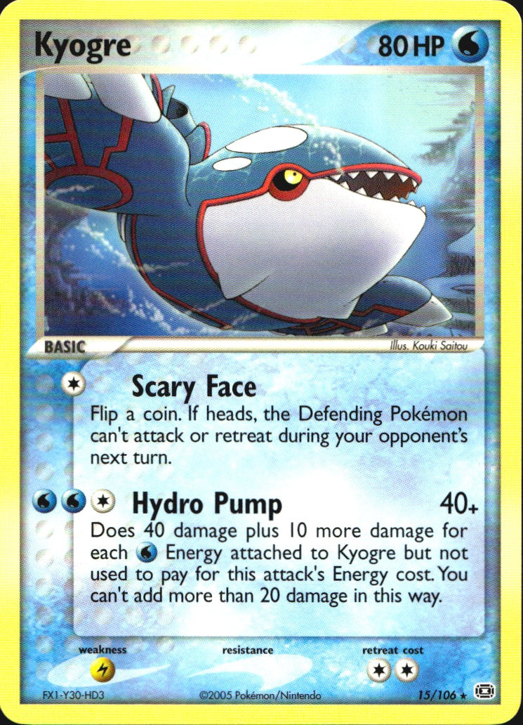 Kyogre 15/106 Rare Emerald Pokemon Near Mint