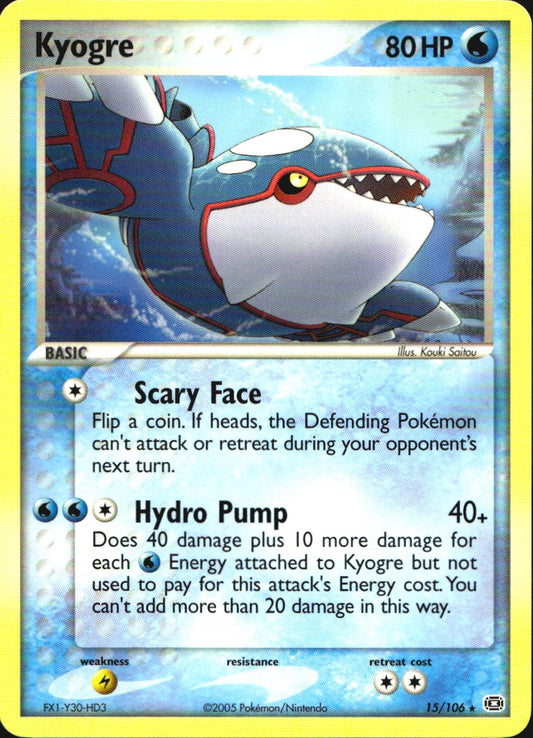 Kyogre 15/106 Rare Emerald Pokemon Near Mint