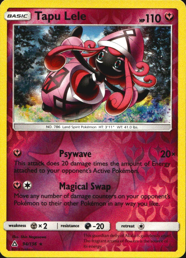 Tapu Lele 94/156 Rare Ultra Prism Pokemon Reverse Holo Near Mint