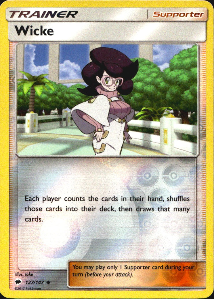 Wicke 127/147 Uncommon Burning Shadows Pokemon Reverse Holo Near Mint