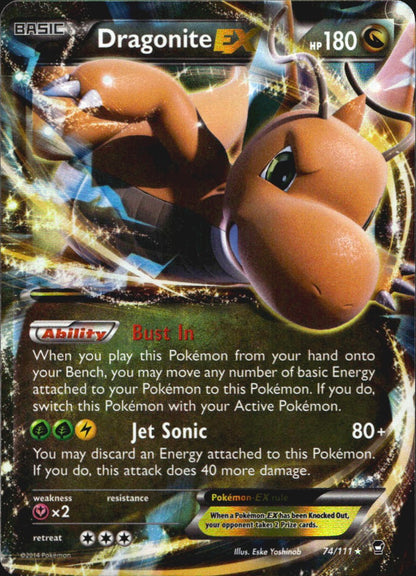 Dragonite EX 74/111 Holo EX Rare Furious Fists Pokemon Near Mint