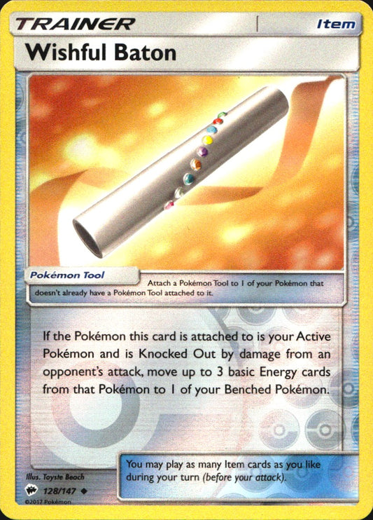 Wishful Baton 128/147 Uncommon Burning Shadows Pokemon Reverse Holo Near Mint