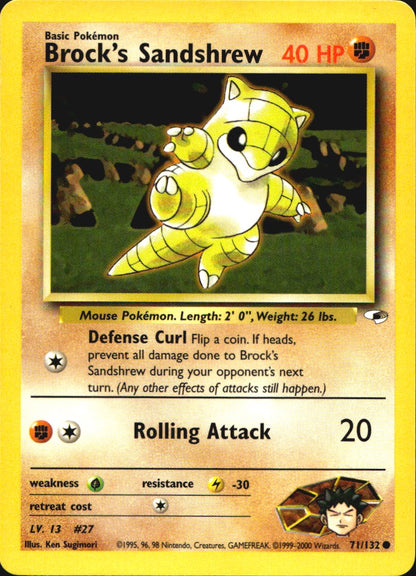 Brock's Sandshrew 71/132 Common Gym Heroes Pokemon Near Mint