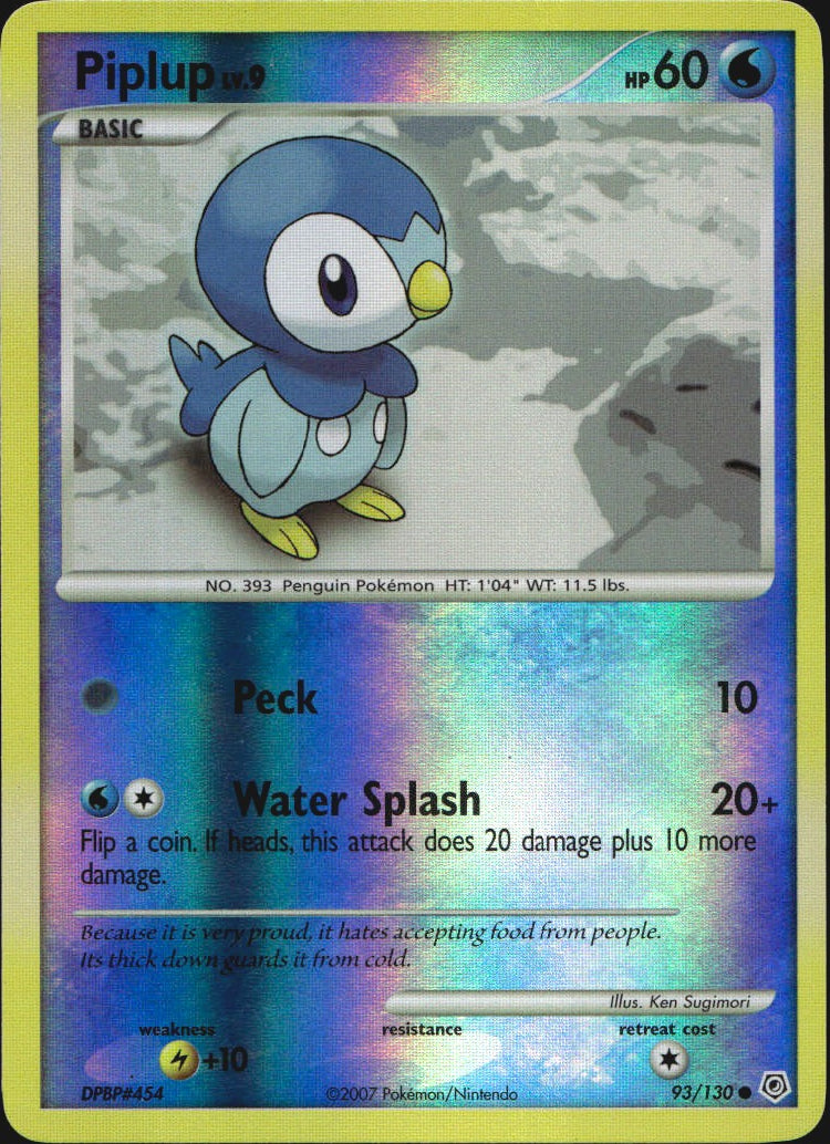 Piplup 93/130 Common Diamond & Pearl Pokemon Reverse Holo Near Mint