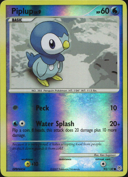 Piplup 93/130 Common Diamond & Pearl Pokemon Reverse Holo Near Mint