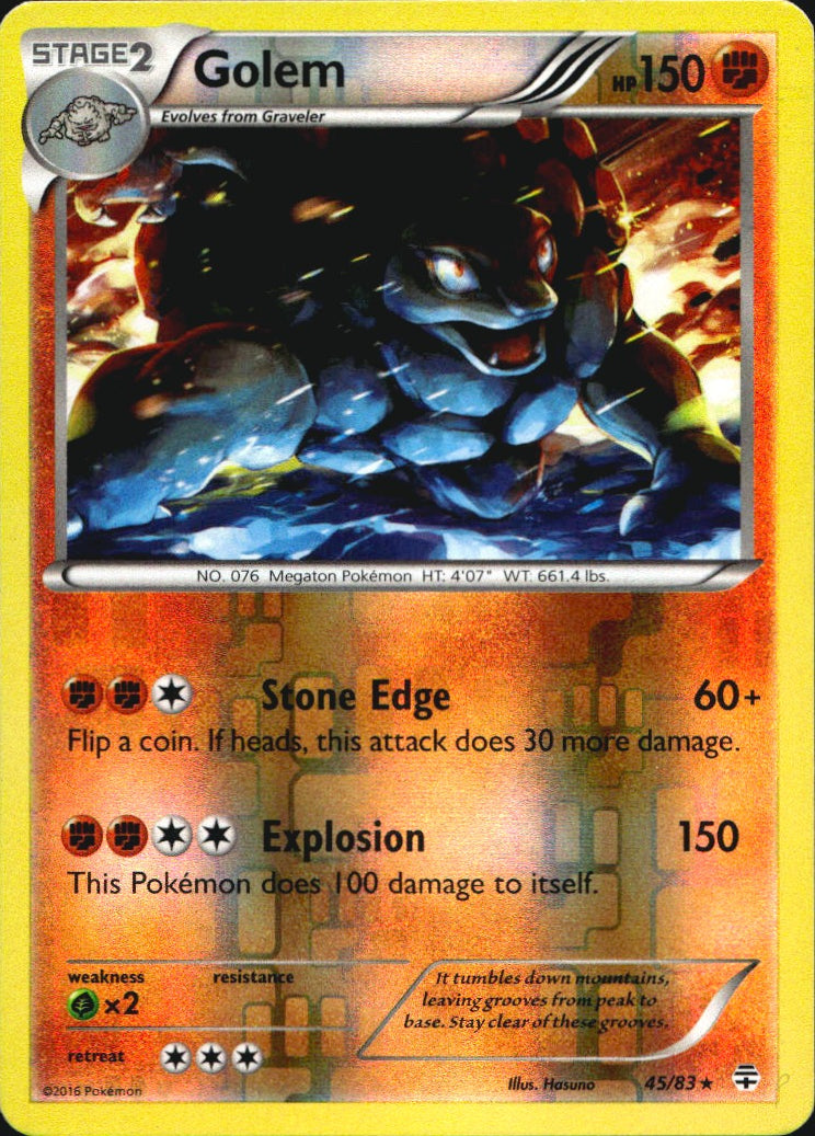 Golem 45/83 Holo Rare Generations Pokemon Reverse Holo Near Mint