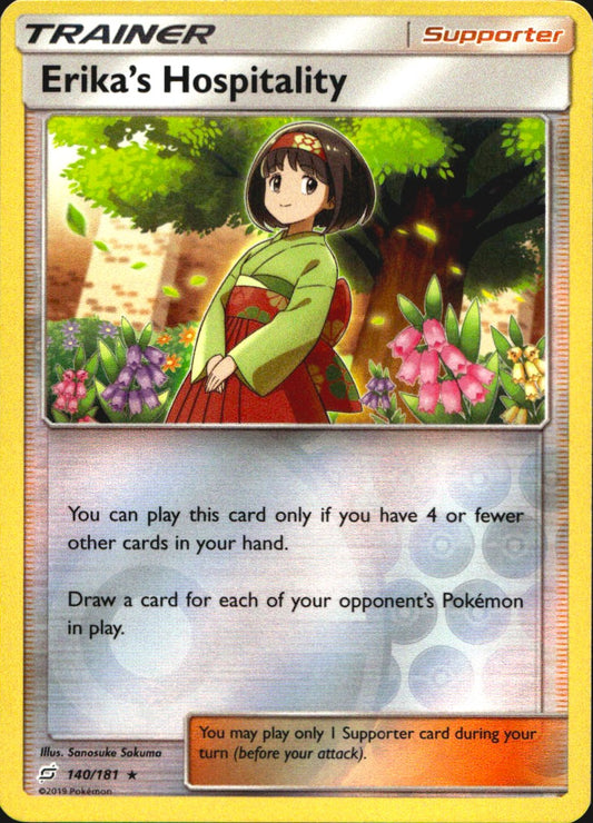 Erika's Hospitality 140/181 Holo Rare Team Up Pokemon Reverse Holo Near Mint