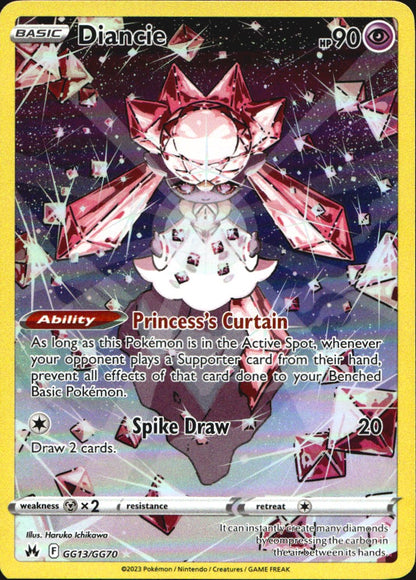 Diancie GG13/GG70 Holo Crown Zenith Galarian Gallery Pokemon NM