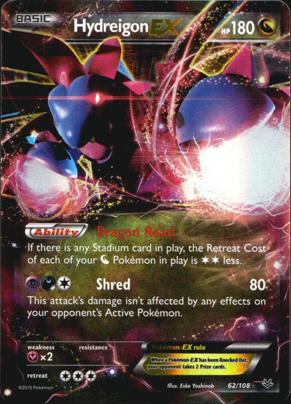 Hydreigon EX 62/108 Holo Rare EX Roaring Skies Pokemon Near Mint