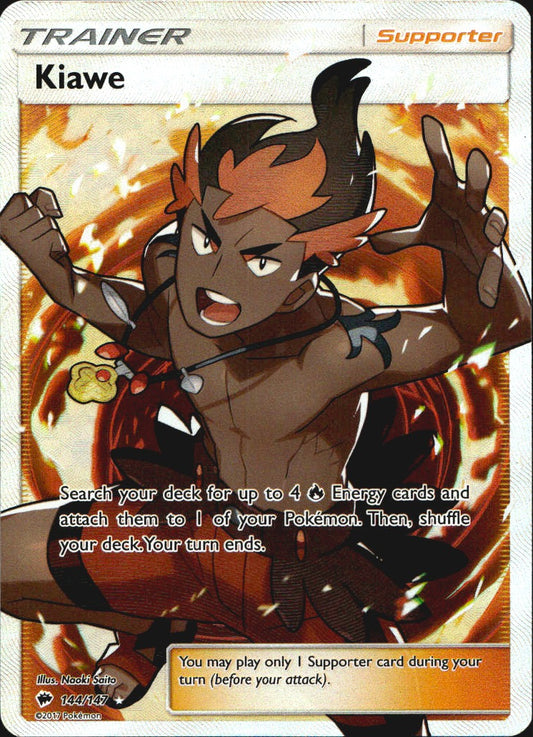 Kiawe 144/147 Rare Ultra Burning Shadows Pokemon Near Mint