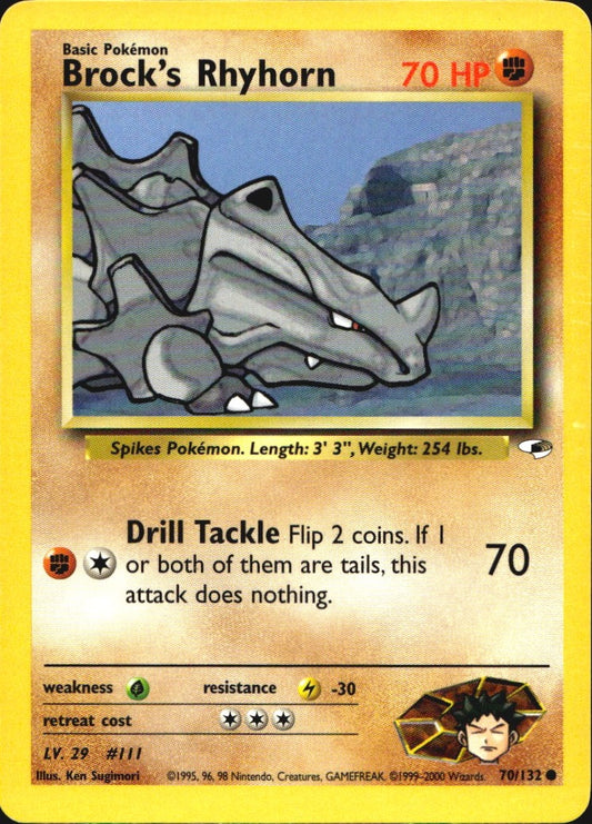 Brock's Rhyhorn 70/132 Common Gym Heroes Pokemon Near Mint