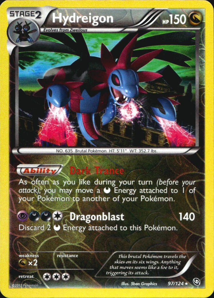 Hydreigon 97/124 Holo Rare Dragons Exalted Pokemon Reverse Holo Near Mint