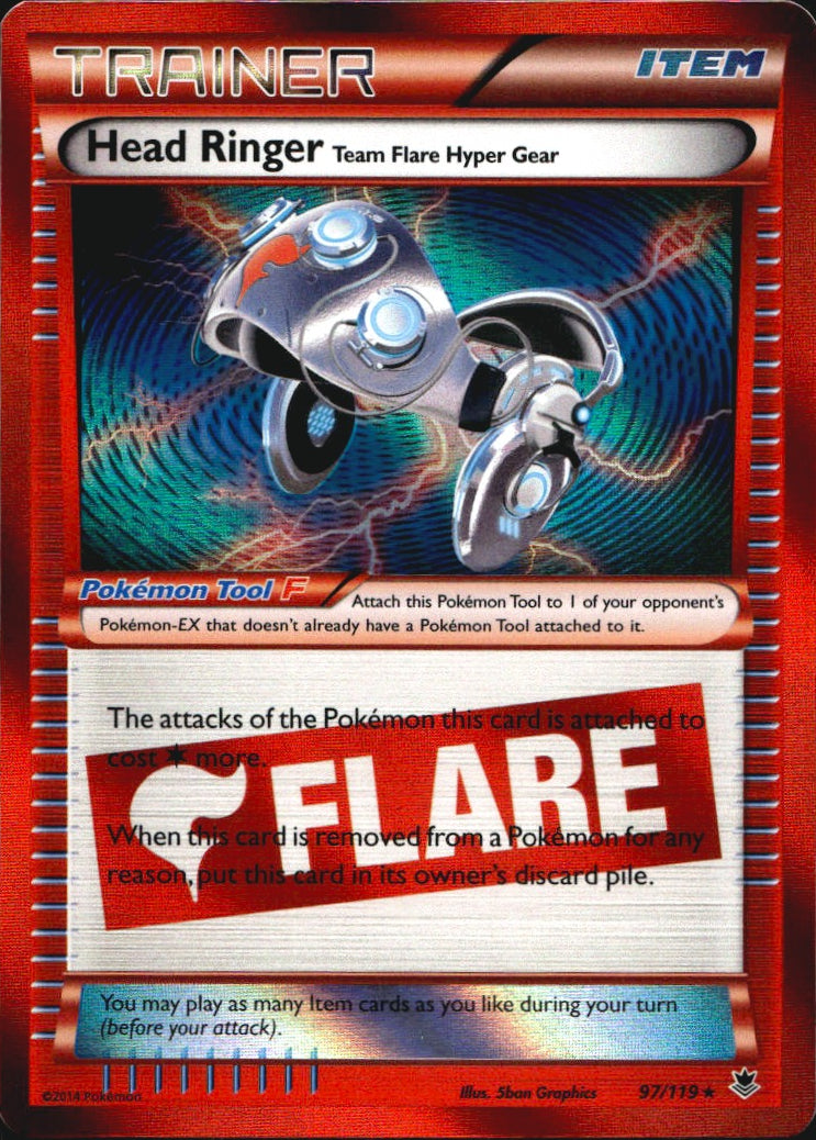 Head Ringer Team Flare Hyper Gear 97/119 Holo Rare Phantom Forces Pokemon NM