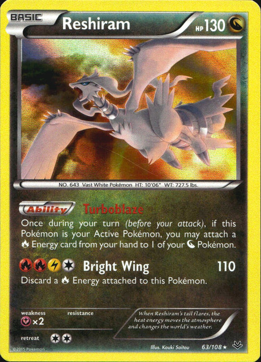 Reshiram 63/108 Holo Rare Roaring Skies Pokemon Near Mint