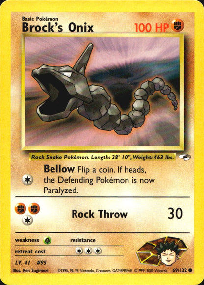 Brock's Onix 69/132 Common Gym Heroes Pokemon Near Mint