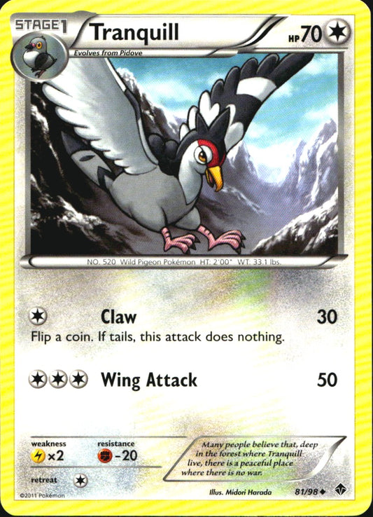 Tranquill 81/98 Uncommon Emerging Powers Pokemon Near Mint