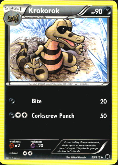 Krokorok 69/116 Uncommon Plasma Freeze Pokemon Near Mint