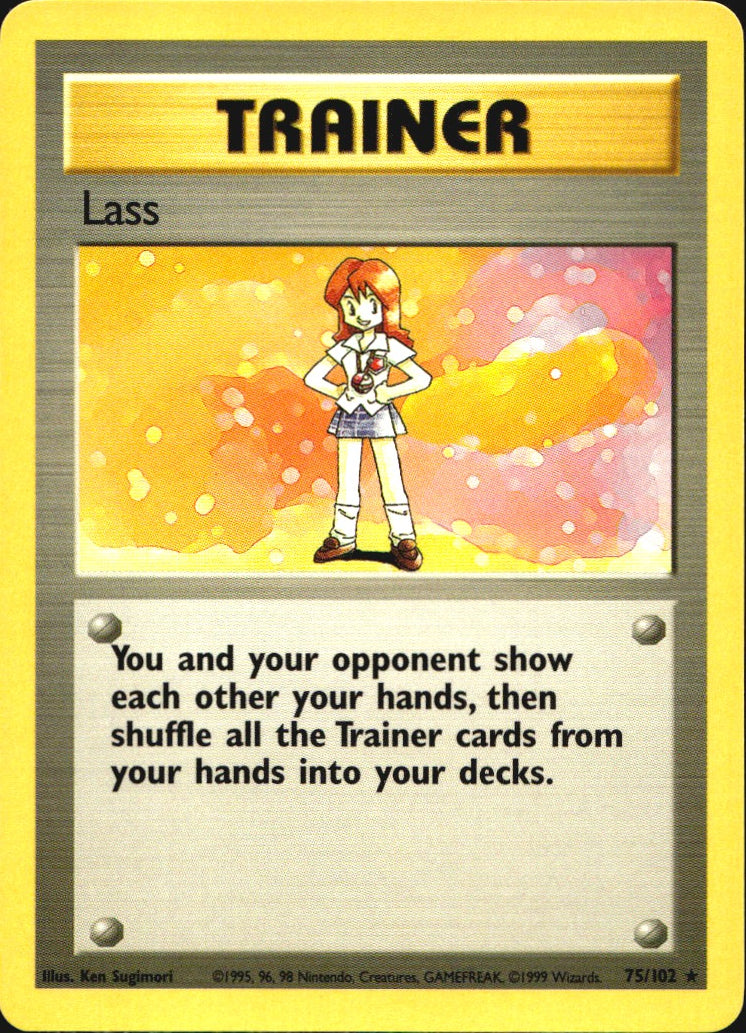 Lass 75/102 Rare Base Set Unlimited Pokemon Near Mint