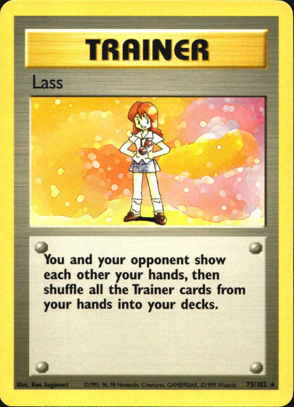 Lass 75/102 Rare Base Set Unlimited Pokemon Near Mint
