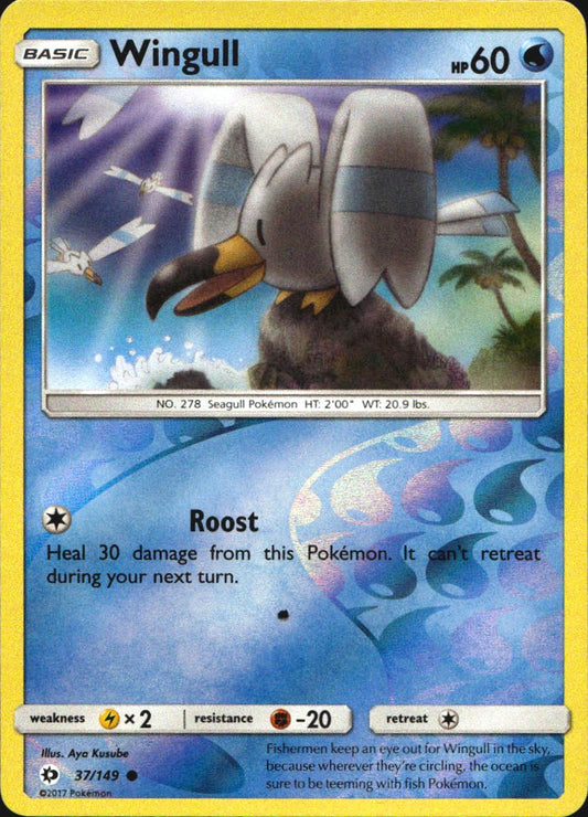 Wingull 37/149 Common Sun & Moon Pokemon Reverse Holo Near Mint