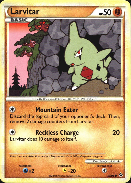 Larvitar 50/95 Common HGSS Unleashed Pokemon Near Mint