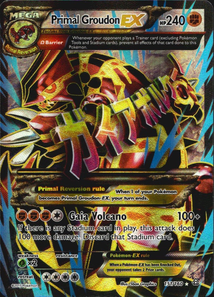 Primal Groudon EX 151/160 Rare Ultra Primal Clash Pokemon Lightly Played