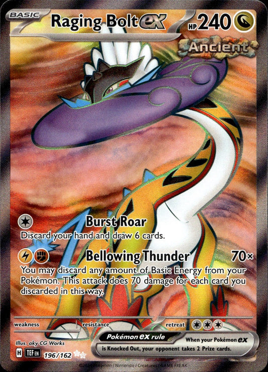 Raging Bolt ex 196/162 Ultra Rare Temporal Forces Pokemon Near Mint