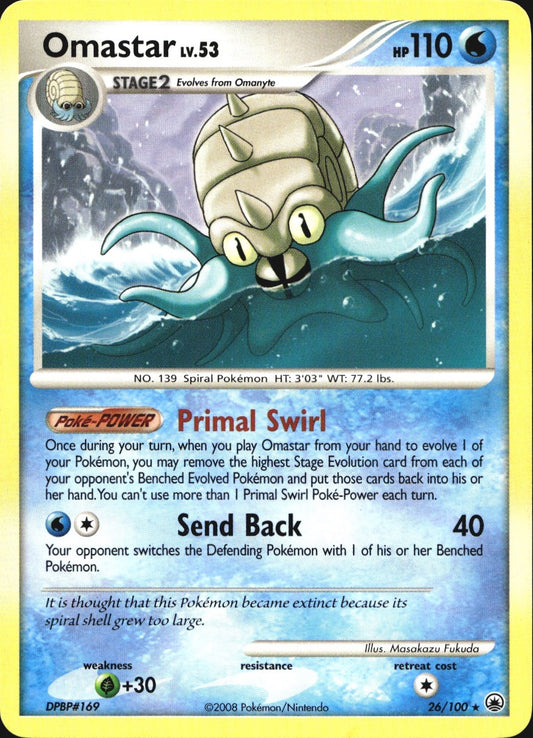 Omastar 26/100 Rare Majestic Dawn Pokemon Near Mint