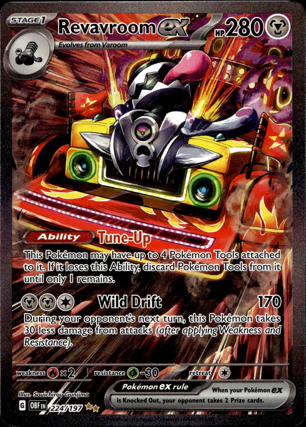 Revavroom ex 224/197 Special Illustration Rare Obsidian Flames Pokemon Near Mint