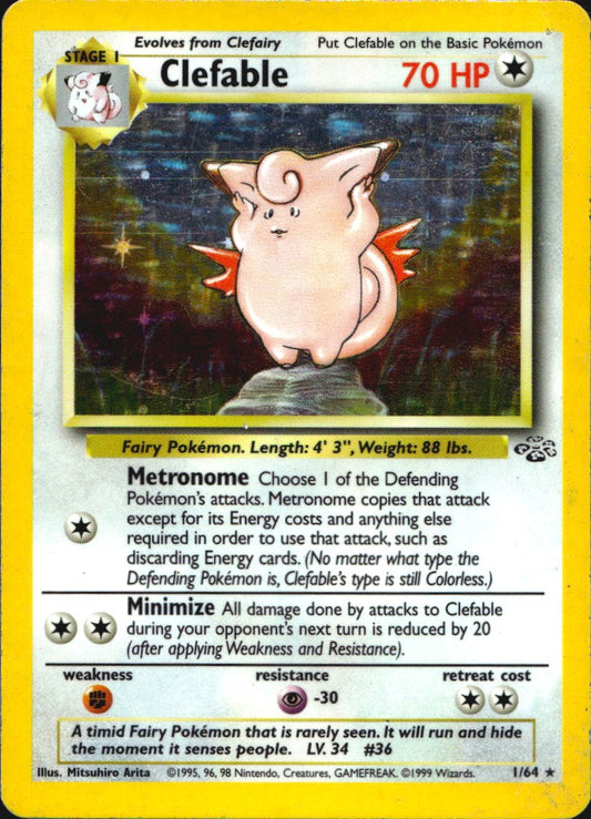 Clefable 1/64 Holo Rare Jungle Pokemon Heavily Played