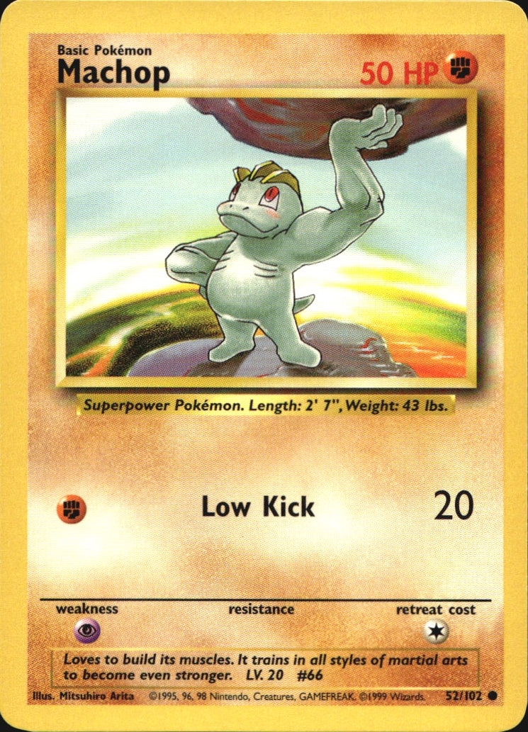 Machop 52/102 Common Base Set Pokemon Near Mint