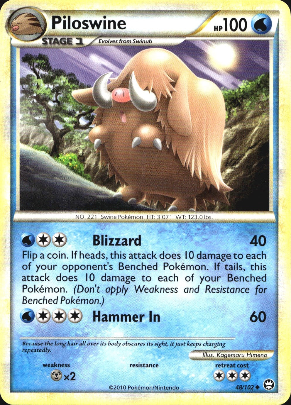 Piloswine 48/102 Uncommon HGSS Triumphant Pokemon Near Mint