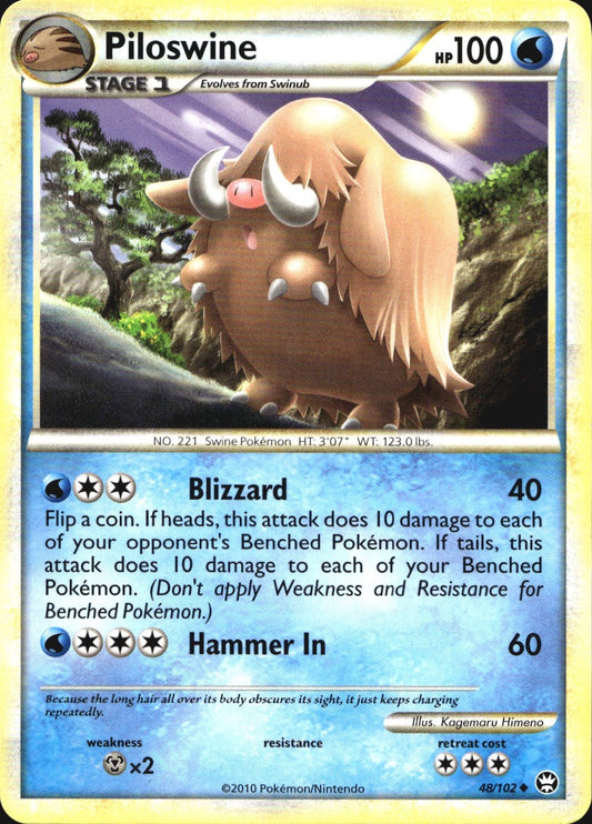 Piloswine 48/102 Uncommon HGSS Triumphant Pokemon Near Mint