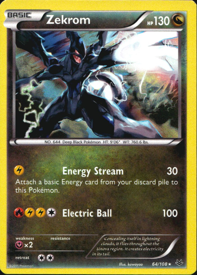 Zekrom 64/108 Holo Rare Roaring Skies Pokemon Near Mint