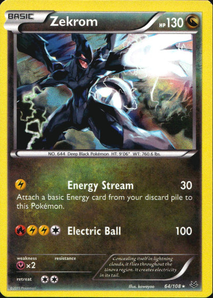 Zekrom 64/108 Holo Rare Roaring Skies Pokemon Near Mint