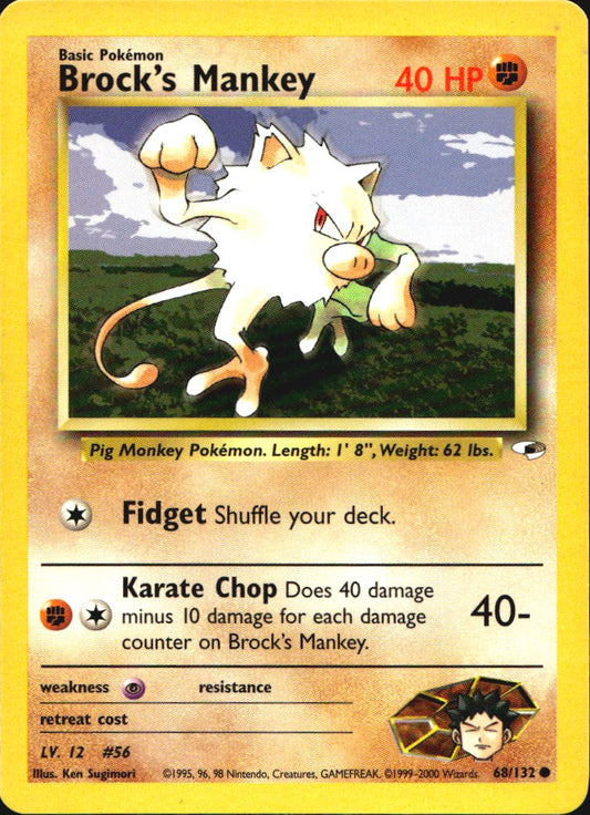 Brock's Mankey 68/132 Common Gym Heroes Pokemon Near Mint