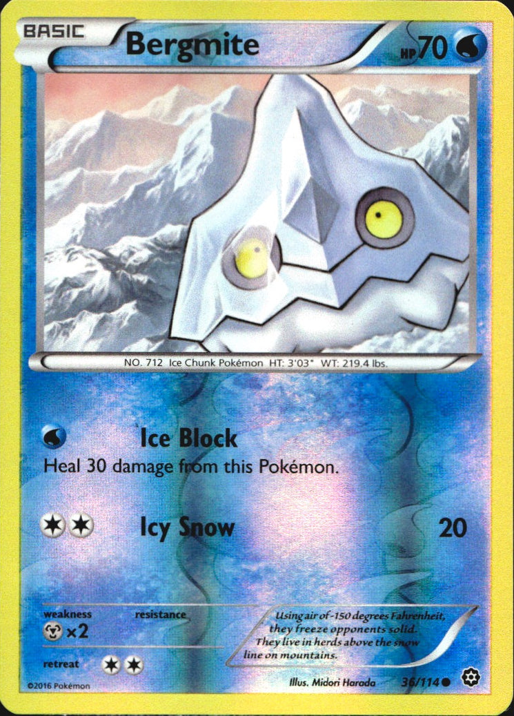 Bergmite 36/114 Common Steam Siege Pokemon Reverse Holo Near Mint