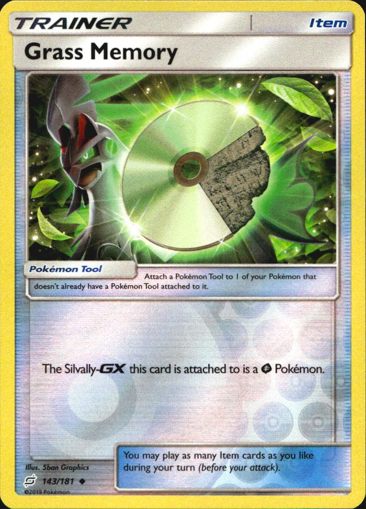Grass Memory 143/181 Uncommon Team Up Pokemon Reverse Holo Near Mint