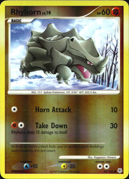 Rhyhorn 95/130 Common Diamond & Pearl Pokemon Reverse Holo Near Mint