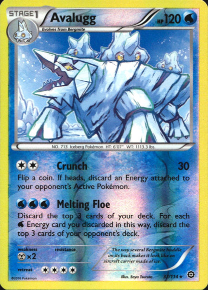 Avalugg 37/114 Rare Steam Siege Pokemon Reverse Holo Near Mint