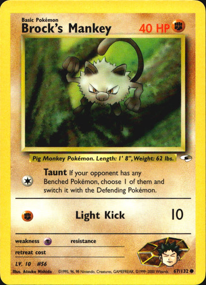 Brock's Mankey 67/132 Common Gym Heroes Pokemon Near Mint