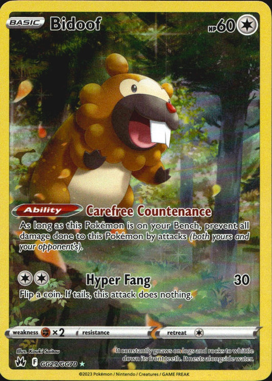 Bidoof GG29/GG70 Holo Crown Zenith Galarian Gallery Pokemon NM