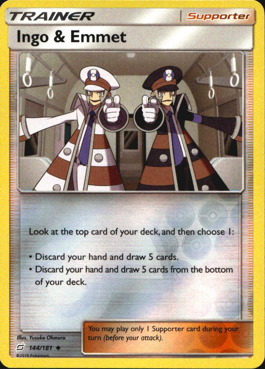 Ingo & Emmet 144/181 Uncommon Team Up Pokemon Reverse Holo Near Mint